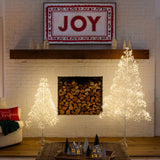 4' Pre-Lit Artificial White  Starburst Tree with 800 Fairy Warm White LED Lights