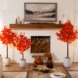 4' Pre-Lit Autumn Artificial Fall Tree with 160 Warm White LED Lights