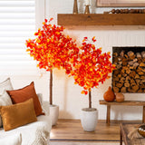 4' Pre-Lit Autumn Artificial Fall Tree with 160 Warm White LED Lights