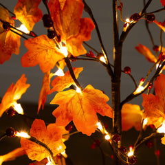 4' Pre-Lit Autumn Maple Artificial Fall Tree with Berries and 60 Warm White LED Lights - Ornate Home