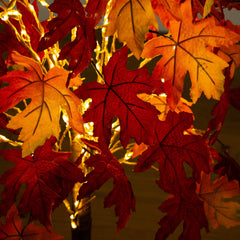 4' Pre-Lit Autumn Weeping Maple Artificial Fall Tree with 180 Warm White LED Lights - Ornate Home