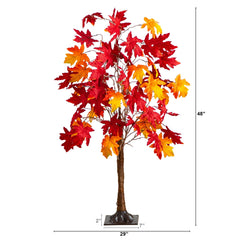 4' Pre-Lit Autumn Weeping Maple Artificial Fall Tree with 180 Warm White LED Lights - Ornate Home