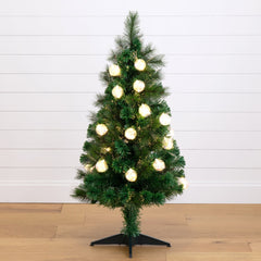 4' Pre-Lit Fiber Optic Artificial Christmas Tree with Mixed Tips and 37 LED Warm White Lights - Ornate Home