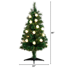 4' Pre-Lit Fiber Optic Artificial Christmas Tree with Mixed Tips and 37 LED Warm White Lights - Ornate Home