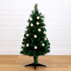 4' Pre-Lit Fiber Optic Artificial Christmas Tree with Mixed Tips and 37 LED Warm White Lights - Ornate Home