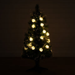 4' Pre-Lit Fiber Optic Artificial Christmas Tree with Mixed Tips and 37 LED Warm White Lights - Ornate Home