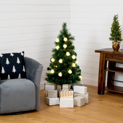 4' Pre-Lit Fiber Optic Artificial Christmas Tree with Mixed Tips and 37 LED Warm White Lights - Ornate Home