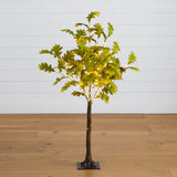 4' Pre-Lit Green Autumn Oak Artificial Fall Tree with 150 Warm White LED Lights