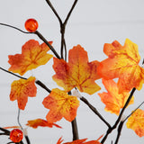 4' Pre-Lit Minimalist Autumn Maple Artificial Fall Tree with 56 LED Warm White & Orange Pumpkin Shaped Lights