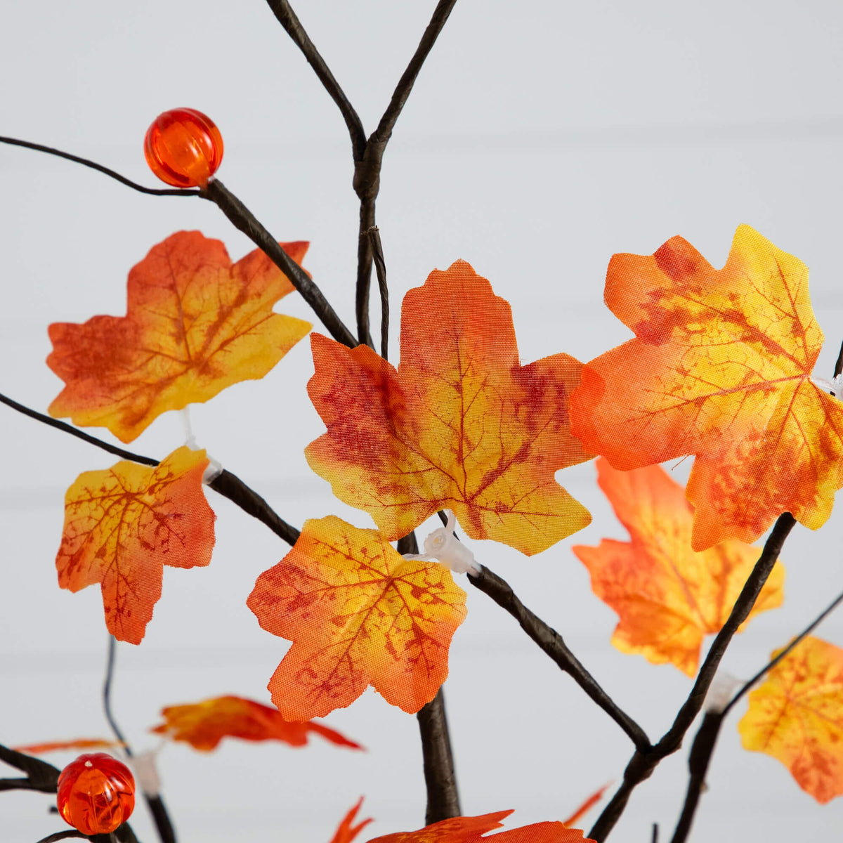 4' Pre-Lit Minimalist Autumn Maple Artificial Fall Tree with 56 LED Warm White & Orange Pumpkin Shaped Lights