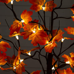 4' Pre-Lit Minimalist Autumn Maple Artificial Fall Tree with 56 Warm White LED Lights - Ornate Home