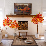 4' Pre-Lit Shades of Autumn Maple Artificial Fall Tree with 180 Warm White LED Lights