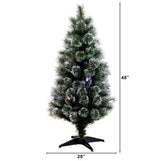 4' Snowy Pre-Lit Fiber Optic Artificial Christmas Tree with 40 Colorful LED Lights