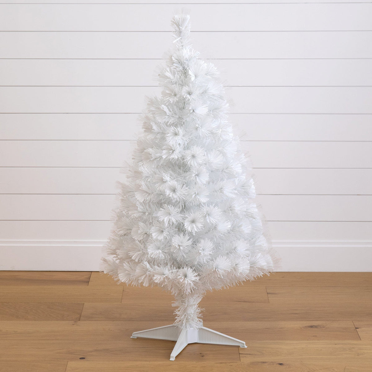 4' White Pre-Lit Fiber Optic Artificial Christmas Tree with 120 Colorful LED and Remote Control Show