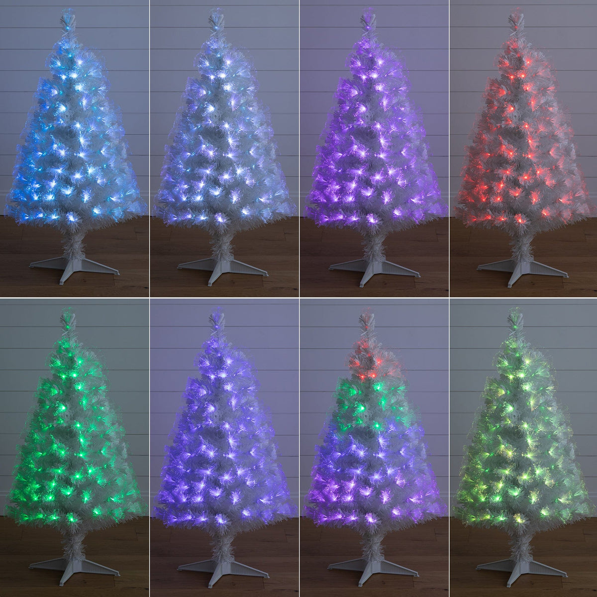 4' White Pre-Lit Fiber Optic Artificial Christmas Tree with 120 Colorful LED and Remote Control Show