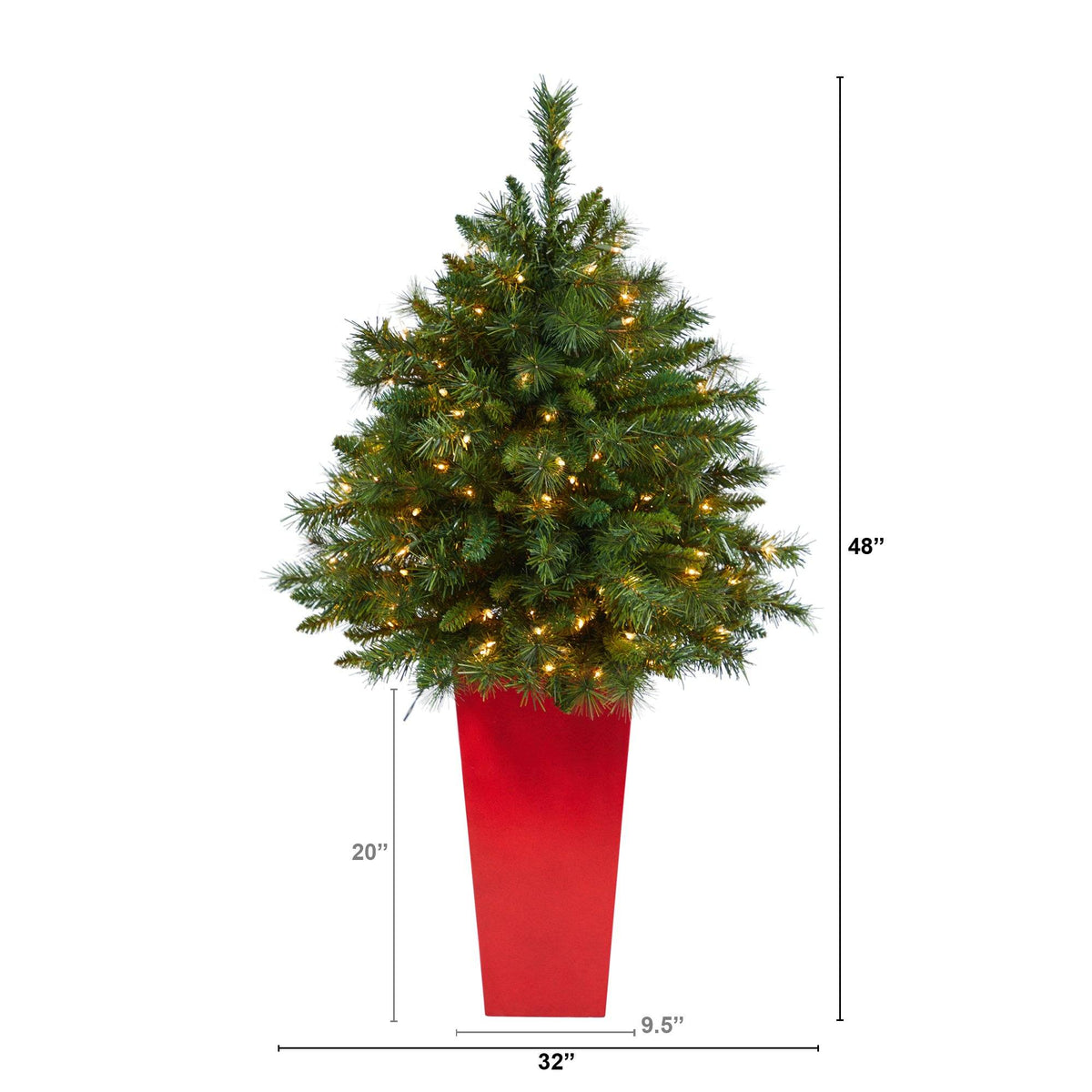 4’ Wyoming Mixed Pine Artificial Christmas Tree with 150 Clear Lights and 270 Bendable Branches in Tower Planter