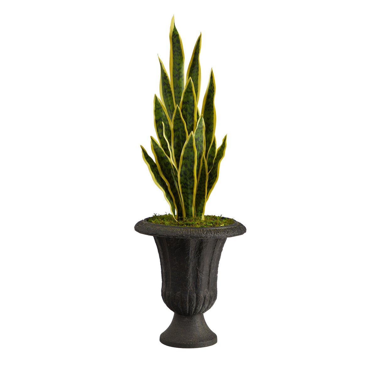 40” Sansevieria Artificial Plant in Charcoal Urn