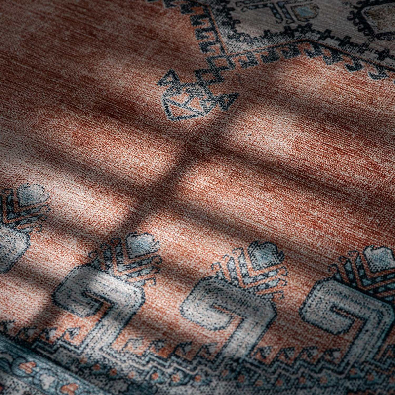 Rain Persian Orange Distressed Vintage Non-Slip Indoor Area Rug / 5'x7 - Ornate Home