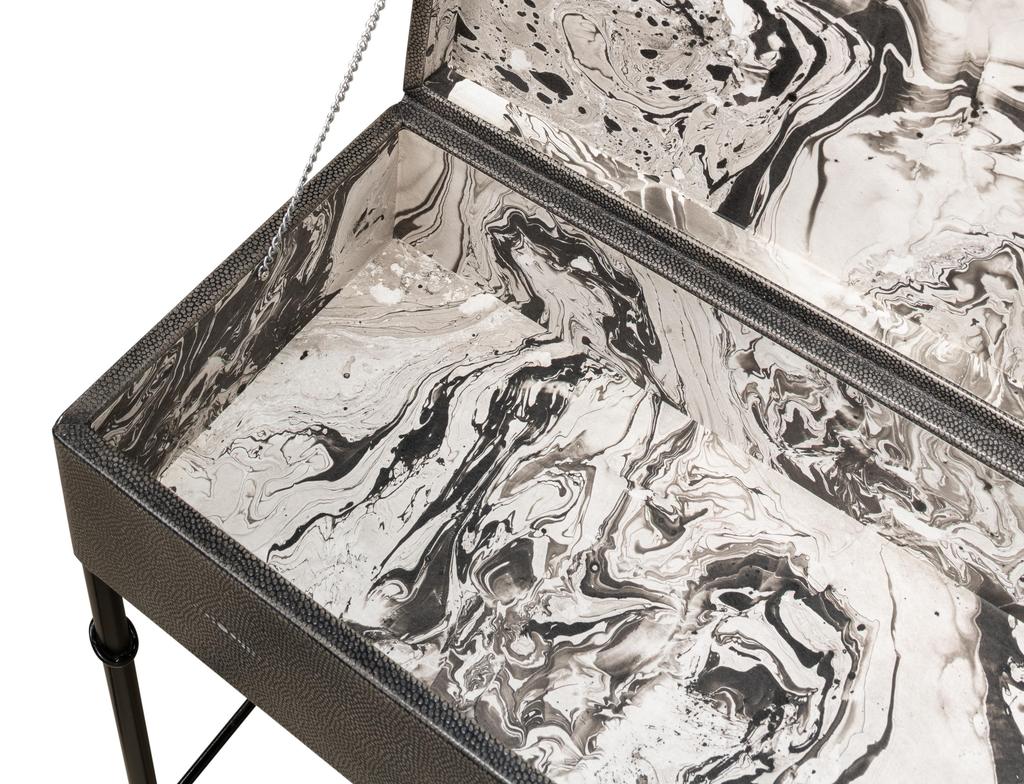 Shagreen Atelier Grey Leather Box On Stand