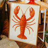 Watercolor Lobster in Coastal Red