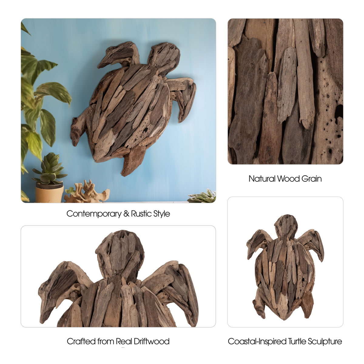 Zanerose Natural Driftwood Turtle Decor