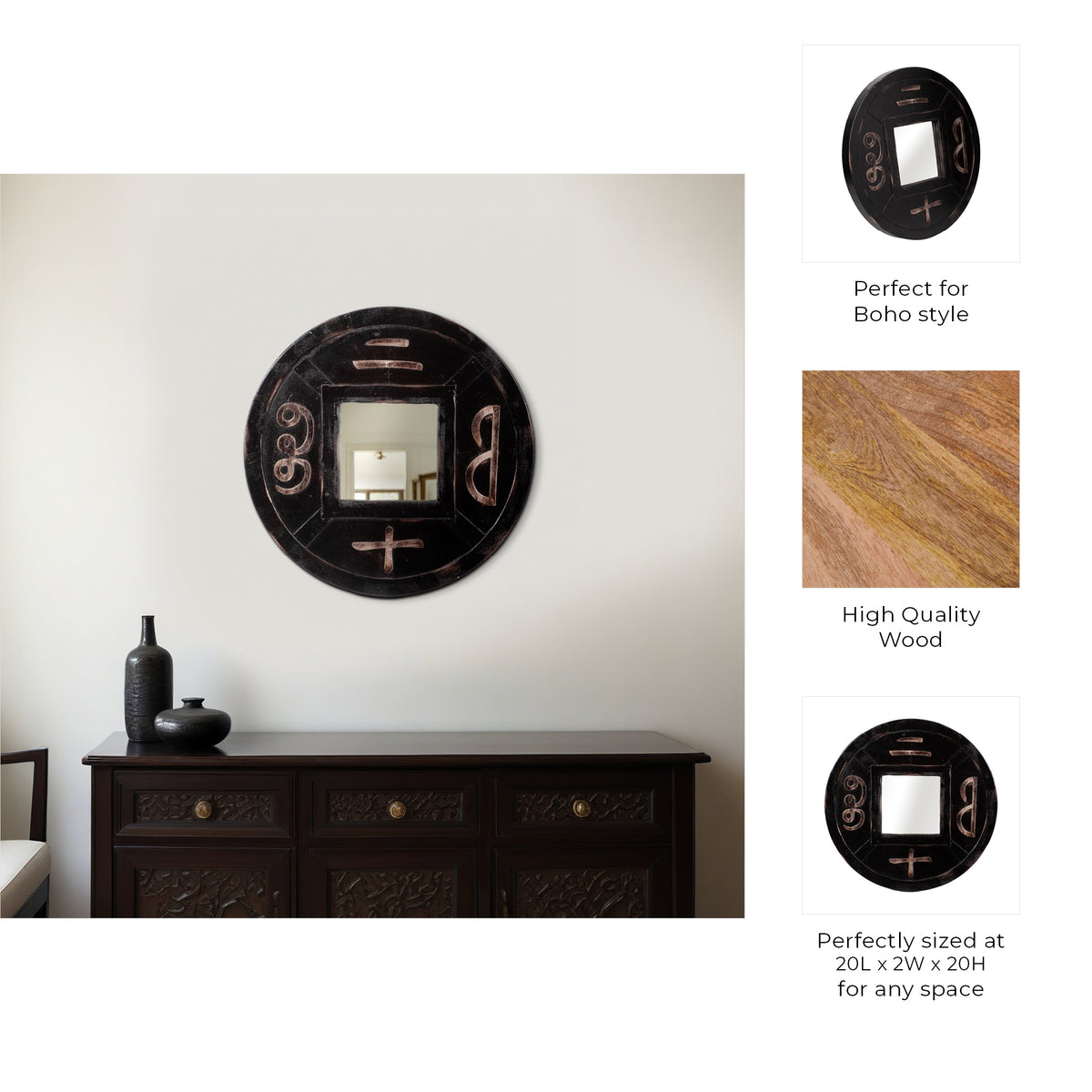 Van Ness Black/Gold Carved Mirror