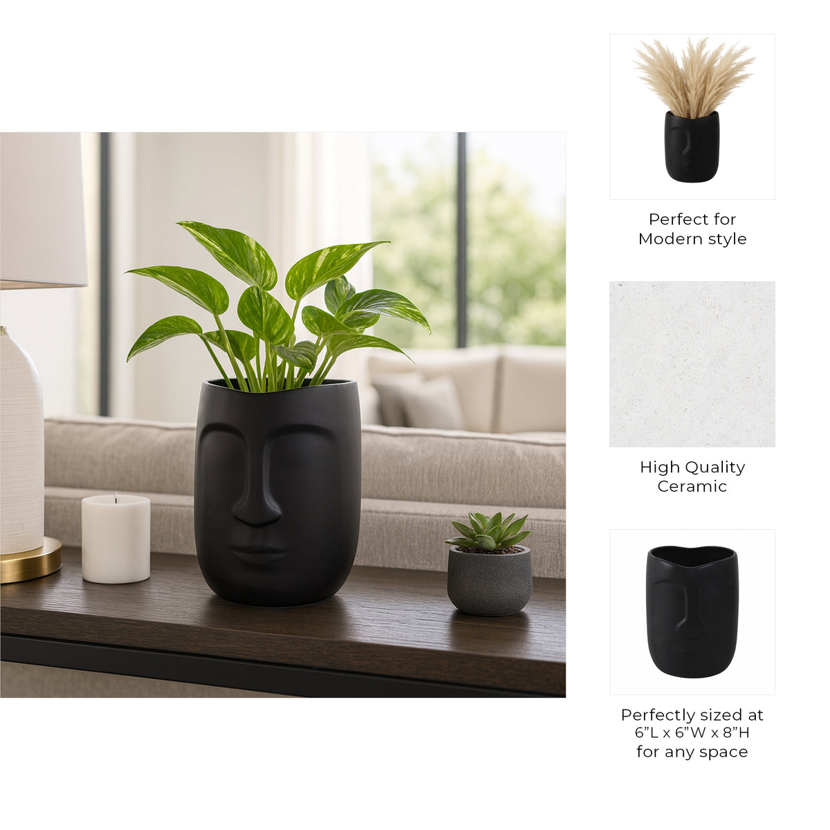 Lokoya Black Face Vase