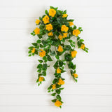 41" UV Resistant Artificial Hibiscus Hanging Plant (Indoor/Outdoor) - Set of 2