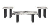 Vega Black/White Faux Marble Top 3-Piece Cocktail Table Set