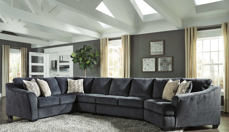 (Online Special Price) Eltmann Slate 4pc Sectional Sofa w/ RAF Cuddler - Ornate Home