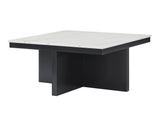 Marta Black/White/Gray Coffee Table with 4 Storage Ottomans