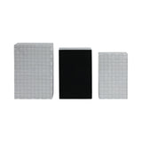 Lyonsville White/Black Checkerboard Etched Boxes (Set of 3)