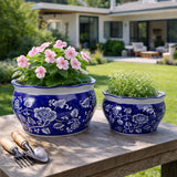 Henleydale Blue/White Large Planters (Set of 2)