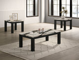 Ivy Black/Brown/White Faux Marble Top 3-Piece Cocktail Table Set