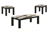 Ivy Black/Brown/White Faux Marble Top 3-Piece Cocktail Table Set