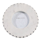 Cordova White/Black Round Marble Frame with Inlay