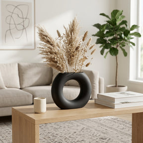 Calville Black Ceramic Donut Vase
