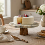 Cresta White/Brown Marble Cake Stand