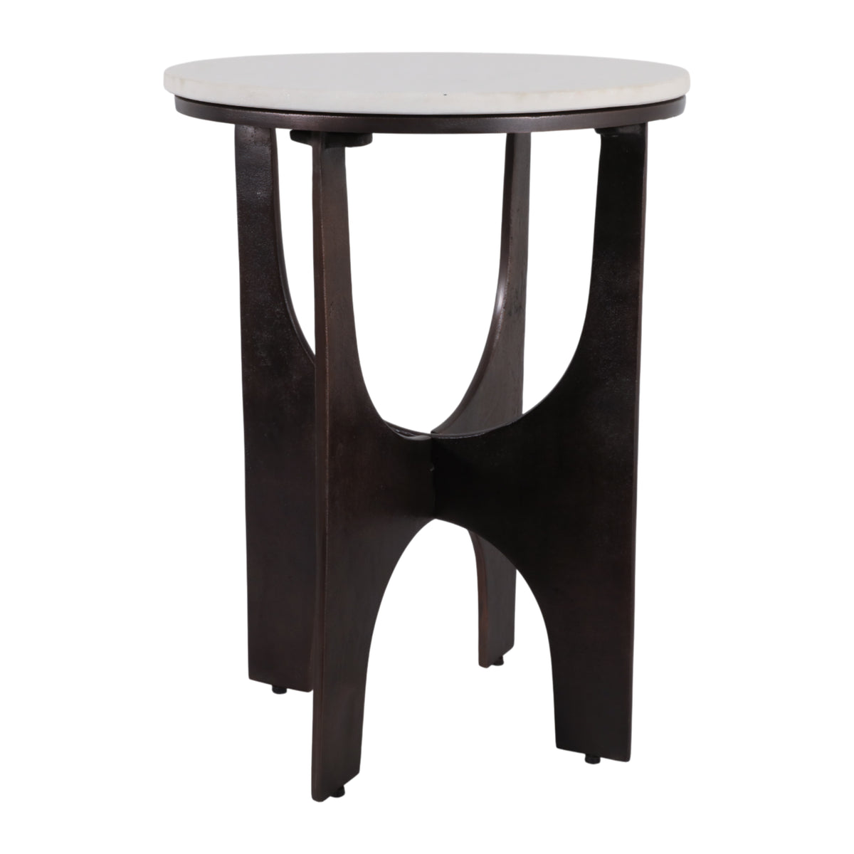 Gardenland White/Bronze Modern Accent Table with Metal Base