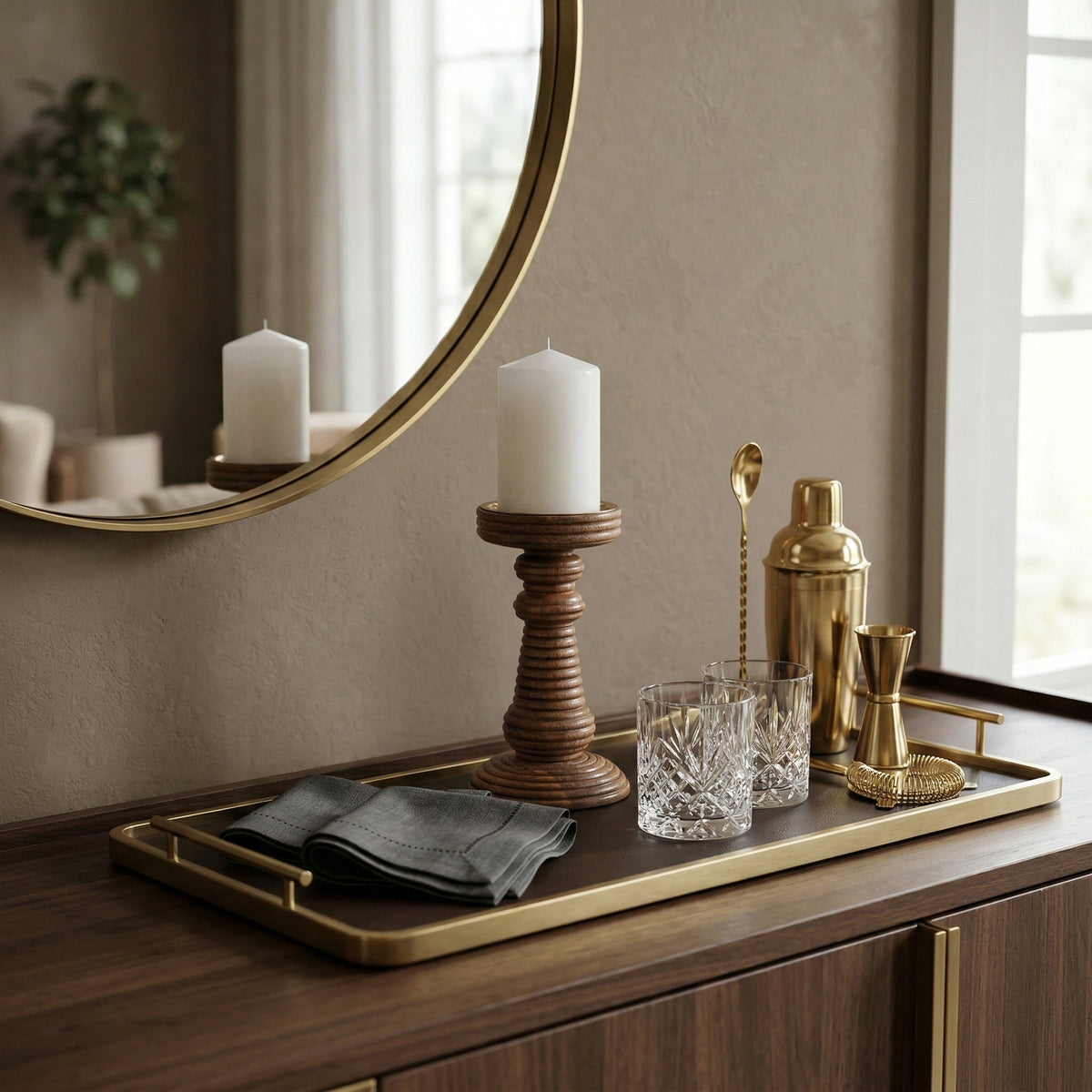 Hackettridge Brown/Tan Small Candle Holder