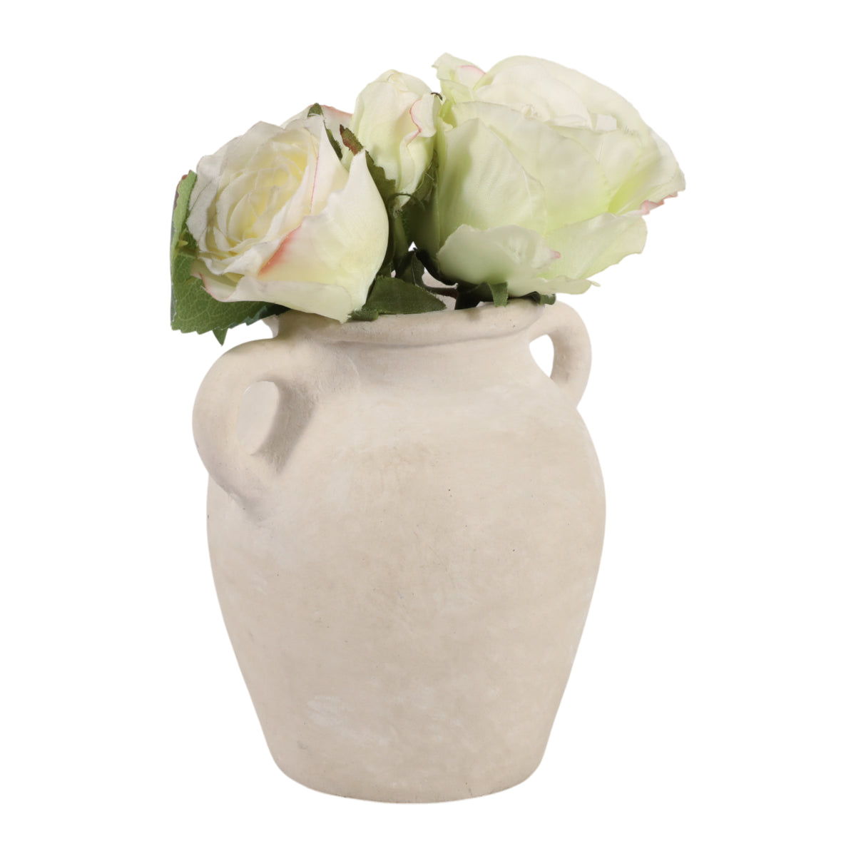 Drakewell Ivory Paper Mache Bud Vase with Handles