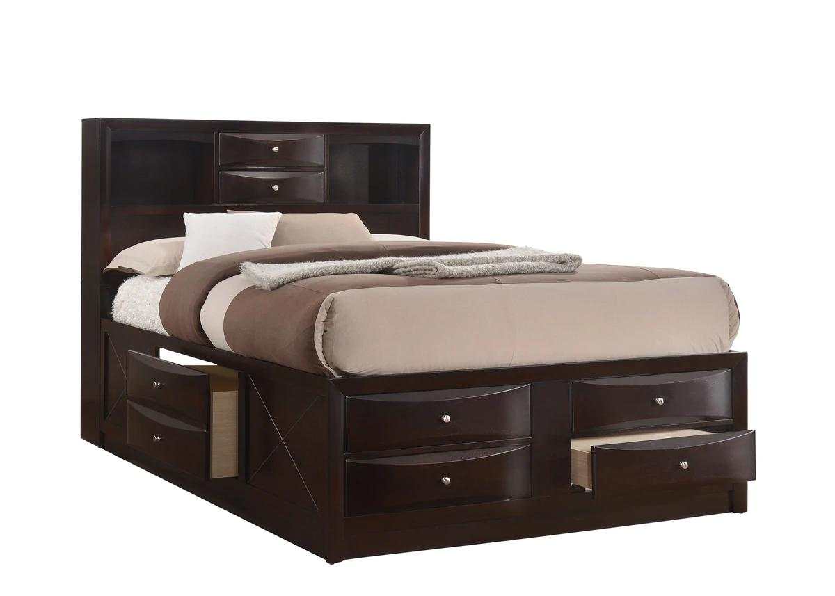 Emily Dark Cherry Storage Platform Bedroom Sets - Ornate Home