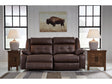 Punch Up Walnut 2-Piece Power Reclining Sectional Loveseat - Ornate Home