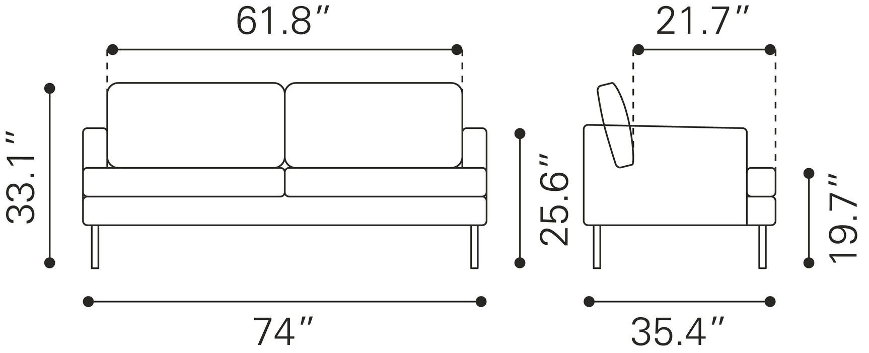 Decade Vintage Gray Sofa