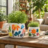 Miranda Multicolor Floral Embossed Planters (Set of 2)