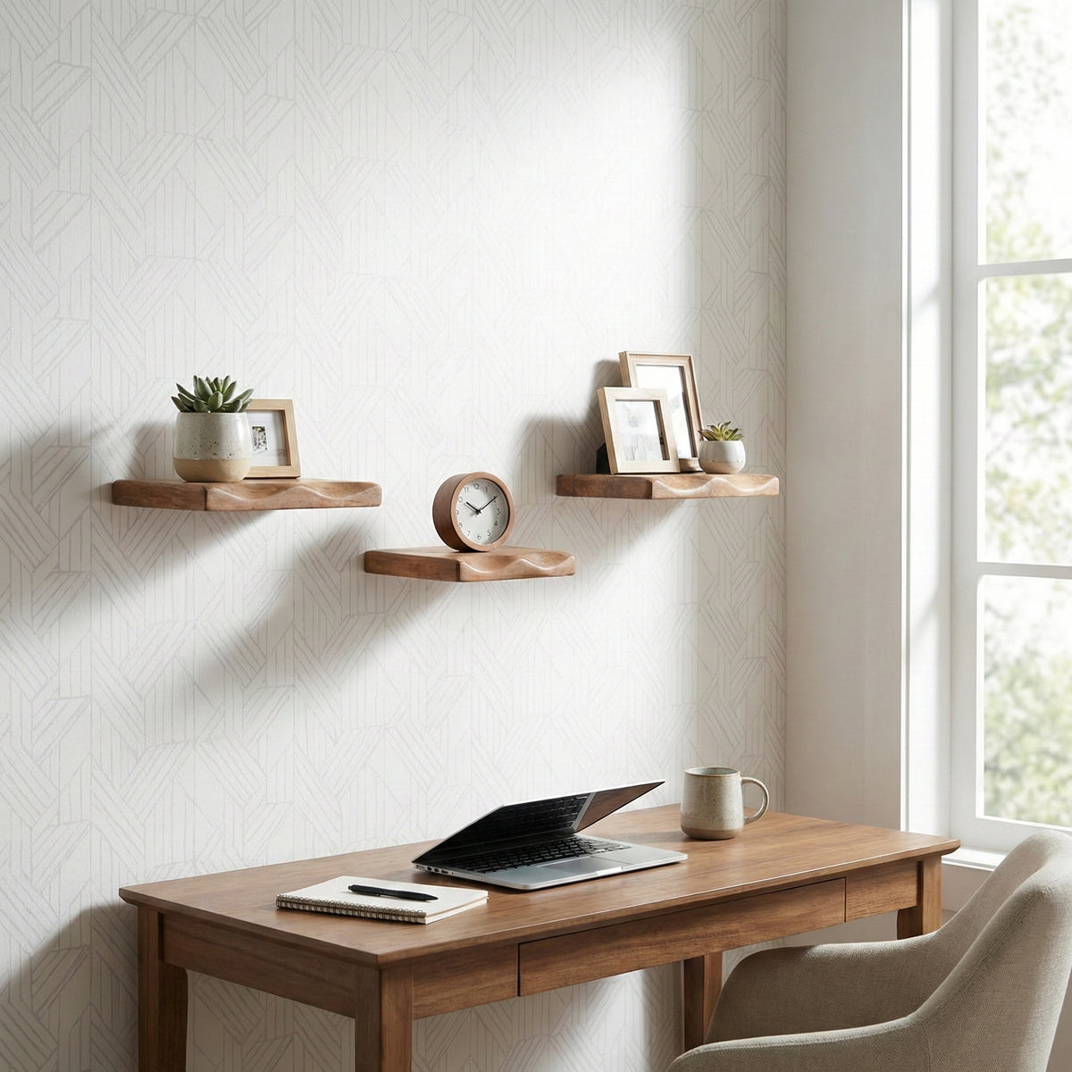 Upton Brown Mango Wood Shelves (Set of 3)