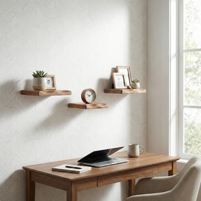Upton Brown Mango Wood Shelves (Set of 3)