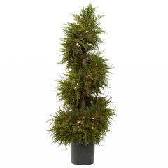 43” Cedar Spiral Topiary w/Lights - Ornate Home