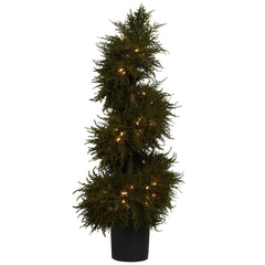 43” Cedar Spiral Topiary w/Lights - Ornate Home