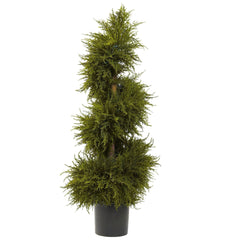 43” Cedar Spiral Topiary w/Lights - Ornate Home